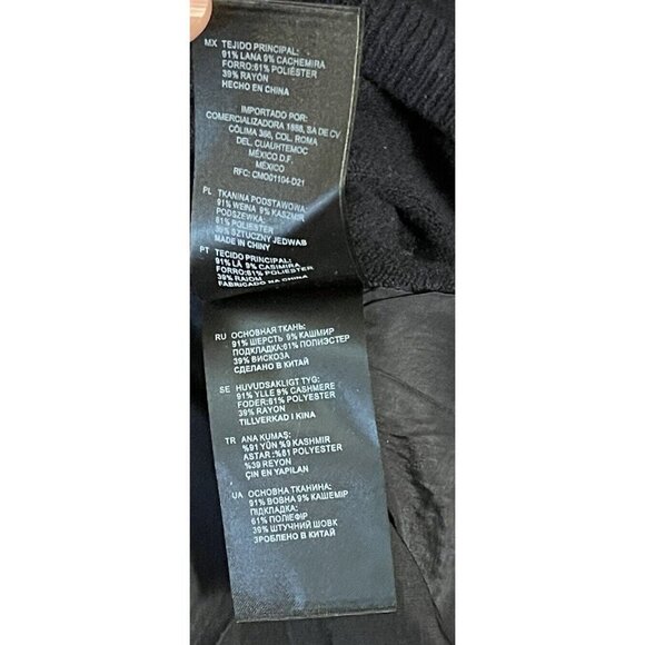 SANDRO PARIS Womens Navy Split Back Scoop Neck Cashmere Wool Sweater Sz 2 Medium - Picture 12 of 13